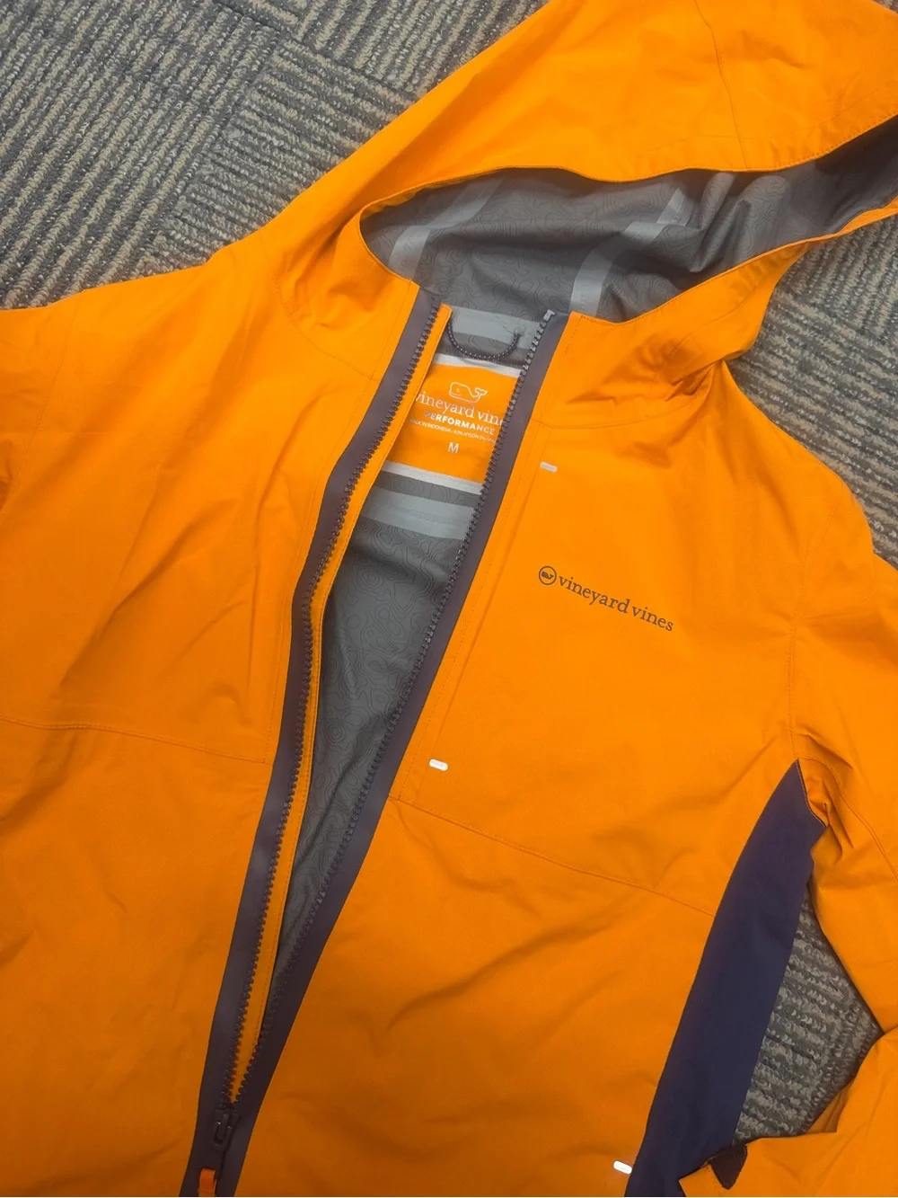 EUC Vineyard Vines Kids Orange On The Go Rain Jacket Sz M